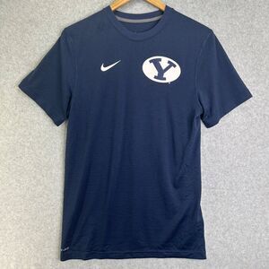 Nike Dri-Fit Small T-Shirt Brigham Young BYU Bulldogs Athletic Tee Navy Blue